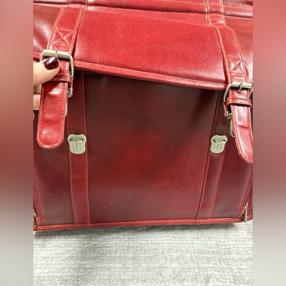 Wilson's Leather Burgundy Red Briefcase Laptop Work Bag Office Academia Boss - Picture 4 of 12